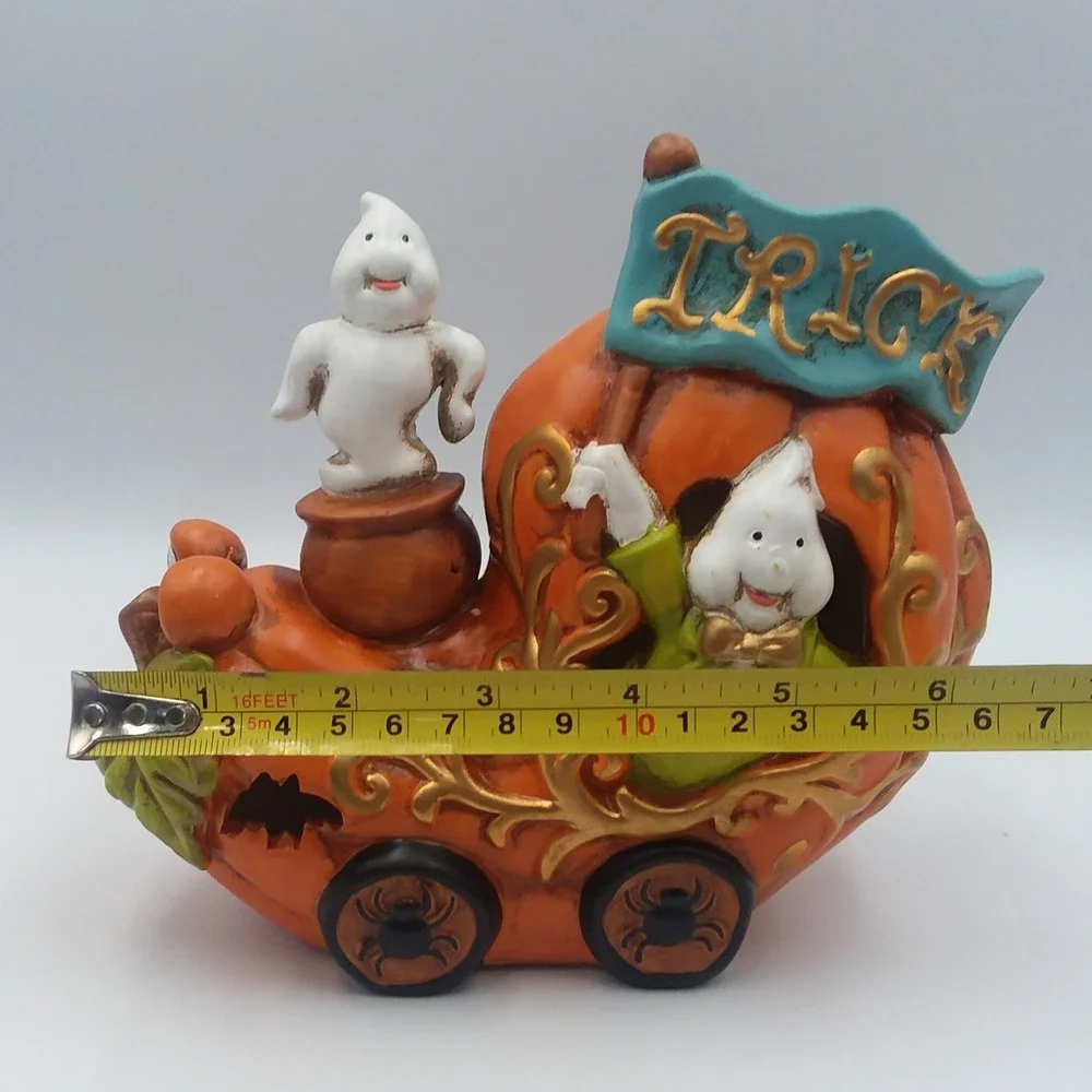 Cracker Barrel Pumpkin Train Set Halloween‎ Decor Witch Ghost Cat
